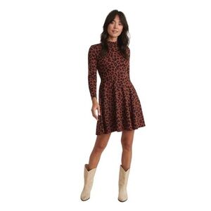 NWT Tyra Mock Neck Cheetah Mini Dress Size Small